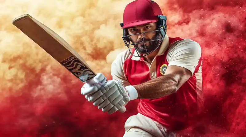 Cricket batsman in pink jersey mid-swing action shot