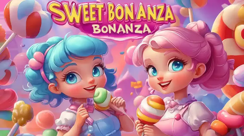 Colorful candy-themed slot game characters with lollipops