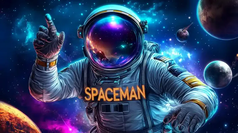 Astronaut floating in space with colorful planets and stars